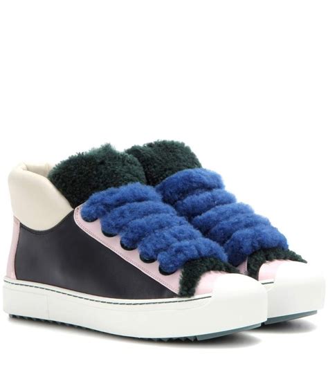 fendi women sneakers|fendi shearling trimmed sneakers.